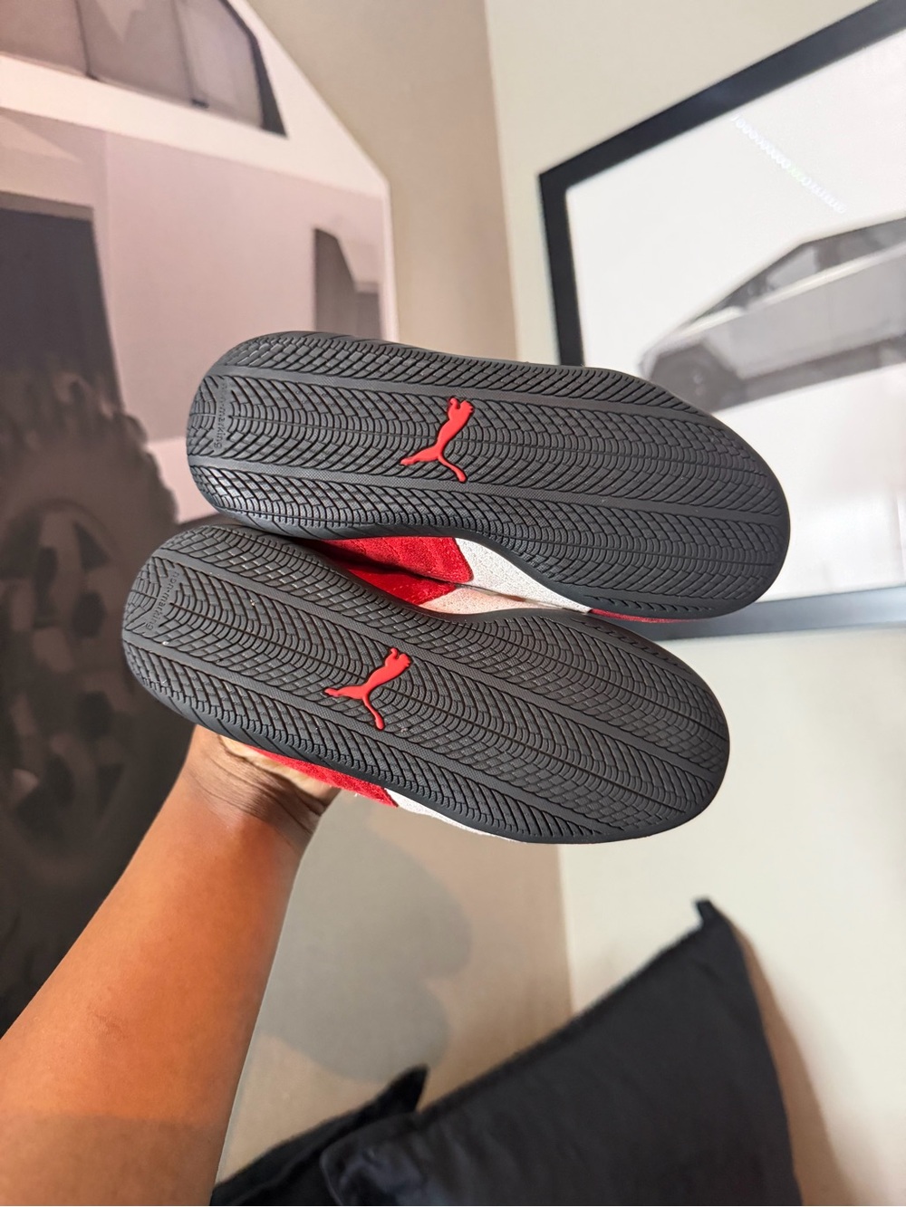 Puma Kids Red Suede Sneakers with White Formstrip - Picture 5 of 9